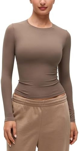 CRZ YOGA Softembrace Crewneck Long Sleeve Shirts for Women - Casual Going Out Tops Soft Basic Fit... | Amazon (US)