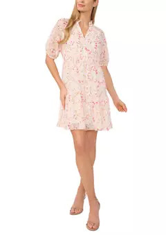 CeCe Women's Short Sleeve Floral Babydoll Tier Dress | Belk