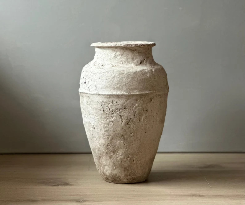 Paper Mache Vase, Large Handmade Vessel, Aged White Urn Style, Unique Gift, Wabi Sabi, Statement ... | Etsy (US)
