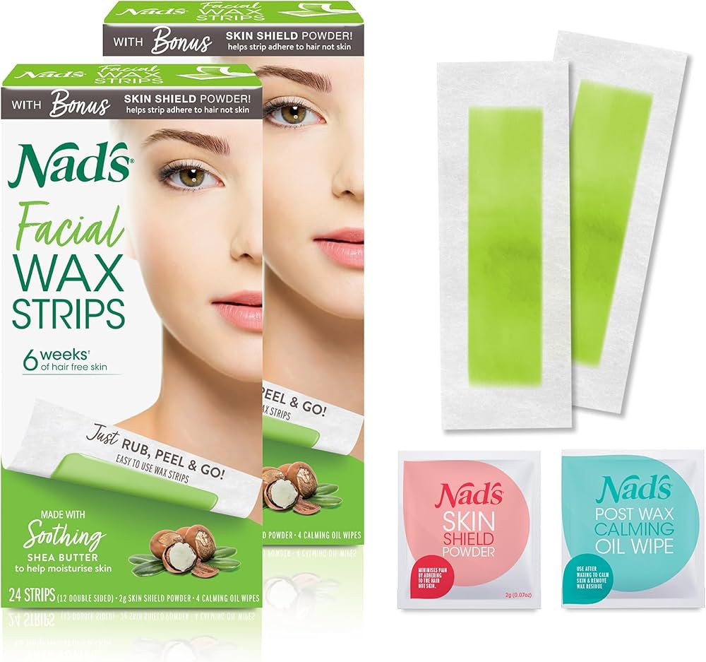 Nad's Facial Wax Strips, Fragrance free, 48 Count (Pack of 2) | Amazon (US)