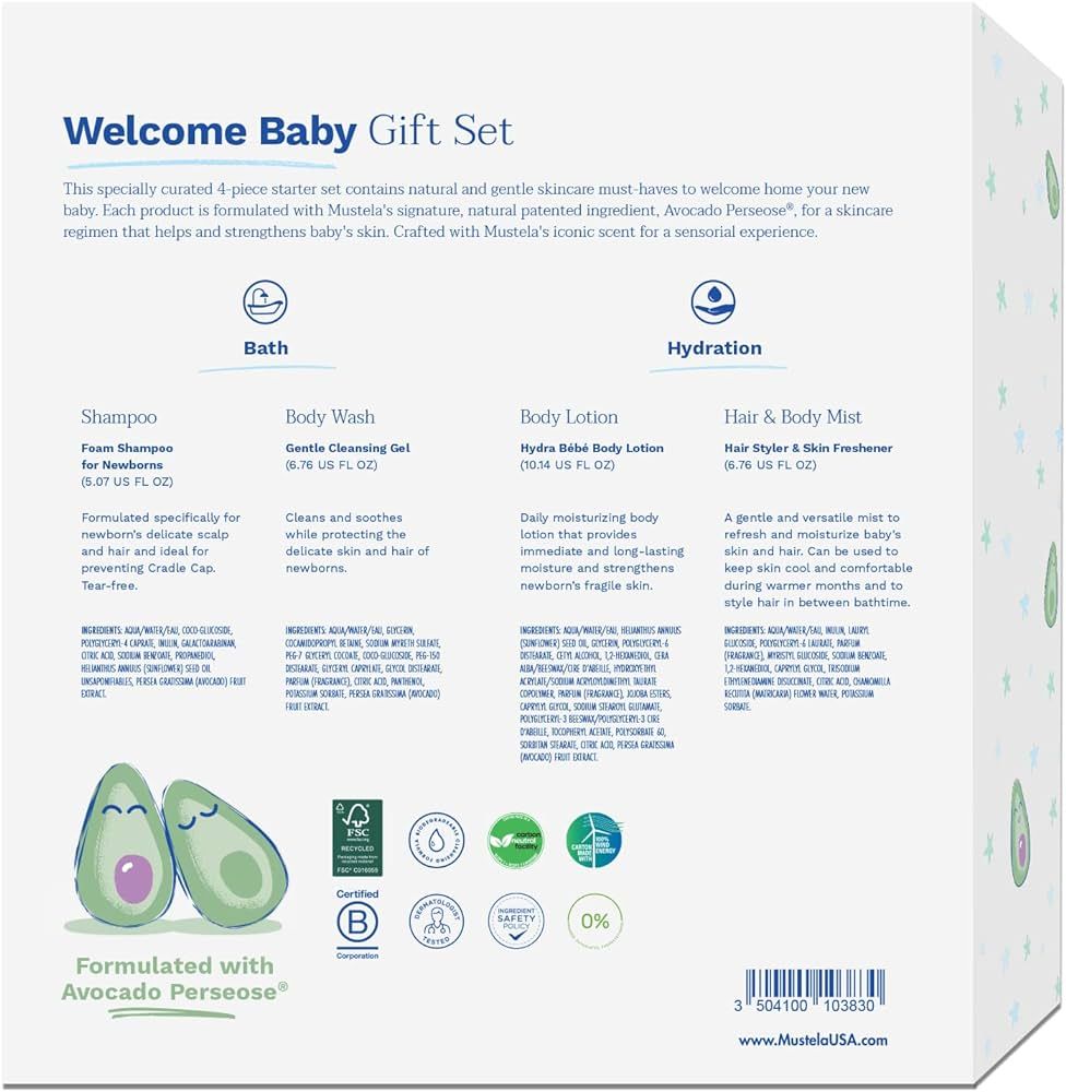 Mustela Welcome Baby Gift Set - Clean & Gentle Skincare & Bath Time Essentials for Baby's Delicat... | Amazon (US)