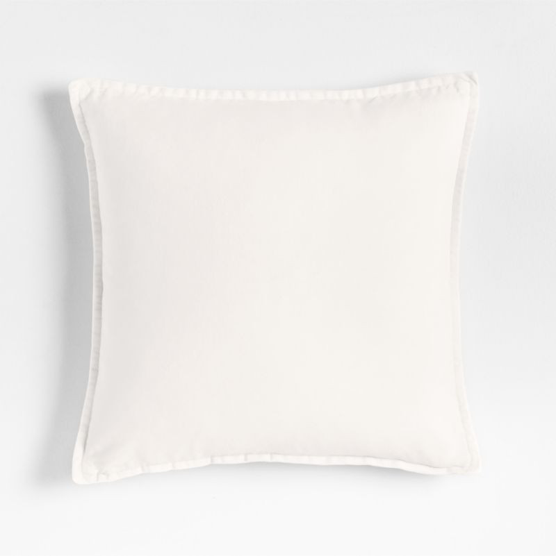 Relaxed Washed Organic Cotton Velvet 20"x20" Ivory Throw Pillow Cover + Reviews | Crate & Barrel | Crate & Barrel