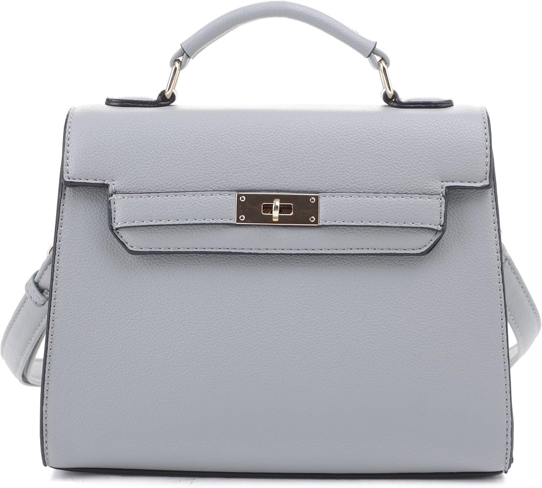 EVVE Women's Top Handle Satchel with Detachable Strap Small Pebbled Leather Crossbody Bag | Amazon (US)