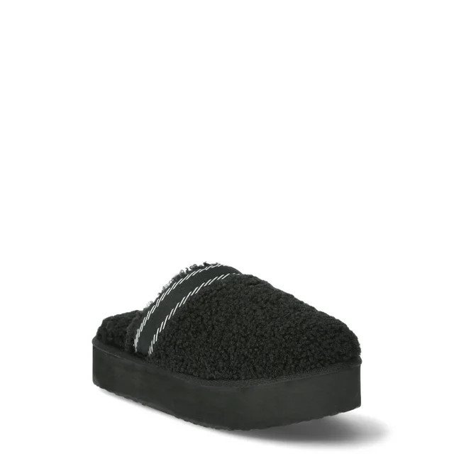 Joyspun Women’s Teddy Fleece Platform Clog Slippers | Walmart (US)