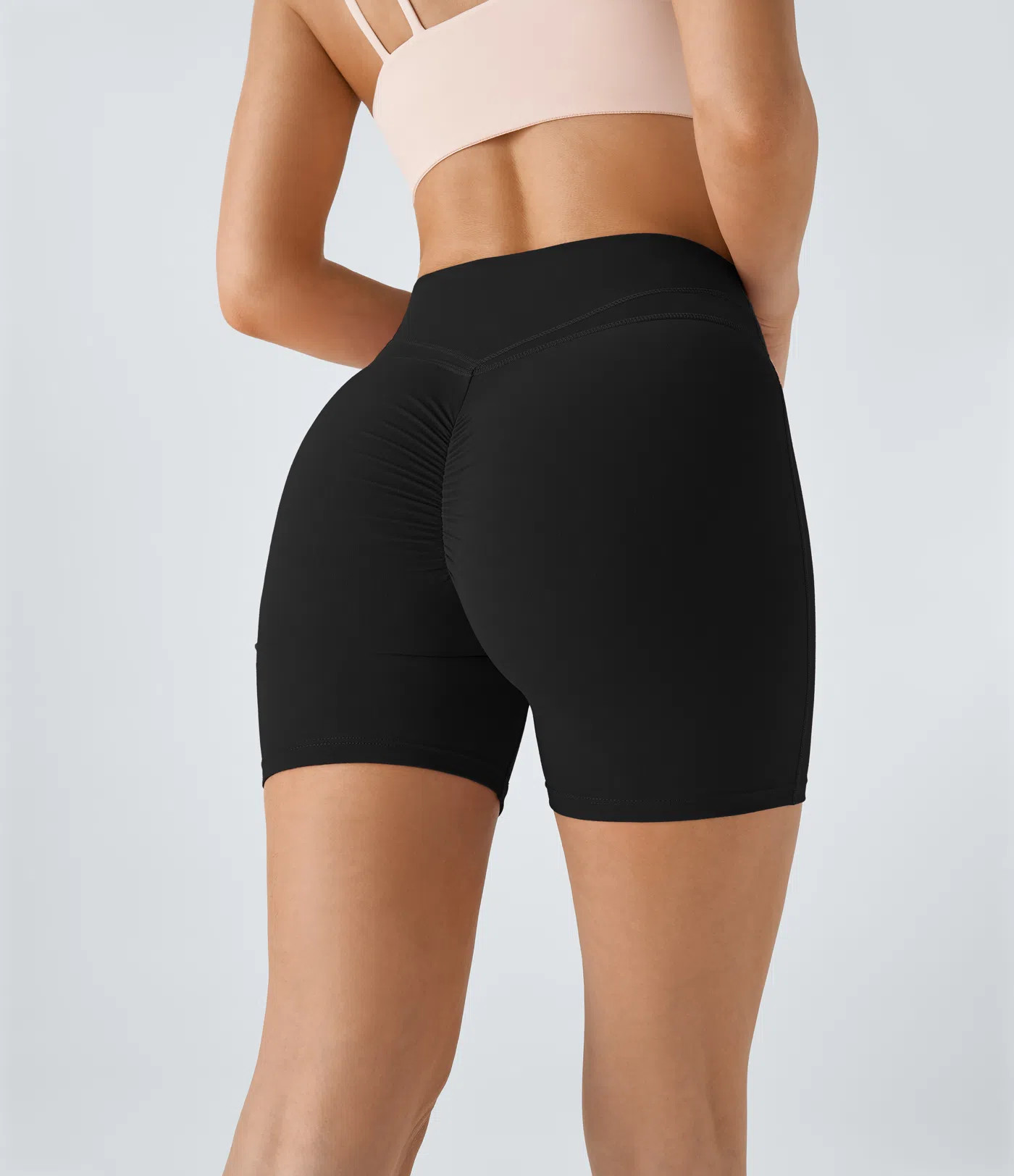 Women’s SoftlyZero™ Plush High Waisted Crossover Ruched Yoga Shorts 5'' - Halara | HALARA