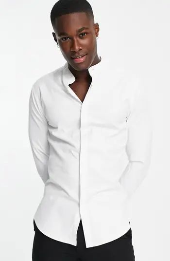 Skinny Fit Band Collar Button-Up Shirt | Nordstrom