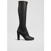 Marlowe Black Stretch Vegan Leather Knee-High Boots, Black | L.K. Bennett (UK)