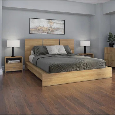 Zen Omega Platform - Bed with Headboard and Nightstands (2) – Easy Assembly, No Box Spring Required | Wayfair North America