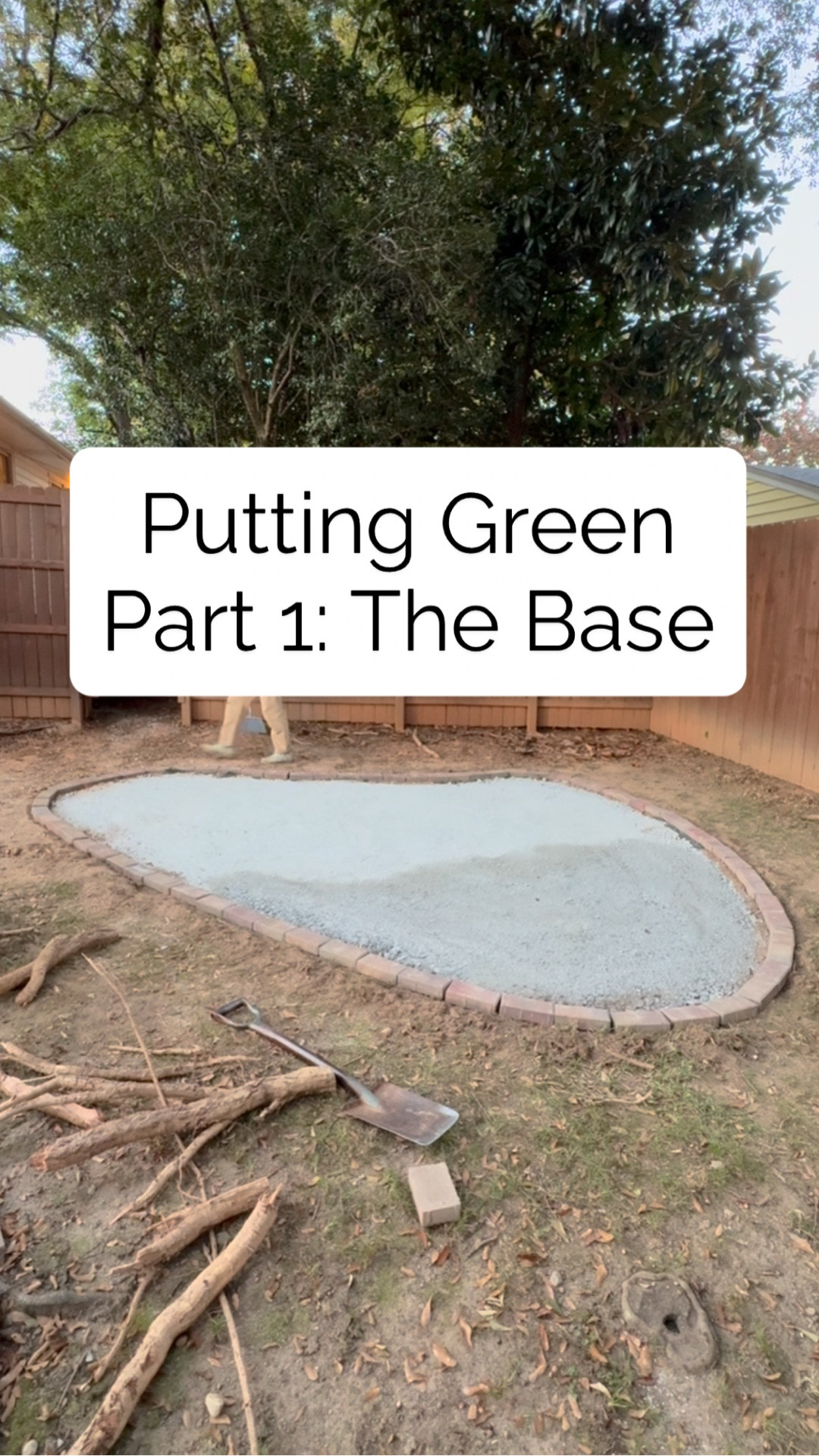 New amenity alert: putting green install at the Airbnb 🏌️‍♂️ 

Cleared 2” of dirt, laid weed barrier, added crushed stone + gravel for drainage, compacted the base, and finished with a brick paver border to match the fire pit. 
Shoutout @homedepot rentals—tiller + compactor for just $100. 
Turf install coming next! 
#AirbnbUpgrade #DIYProject #PuttingGreen