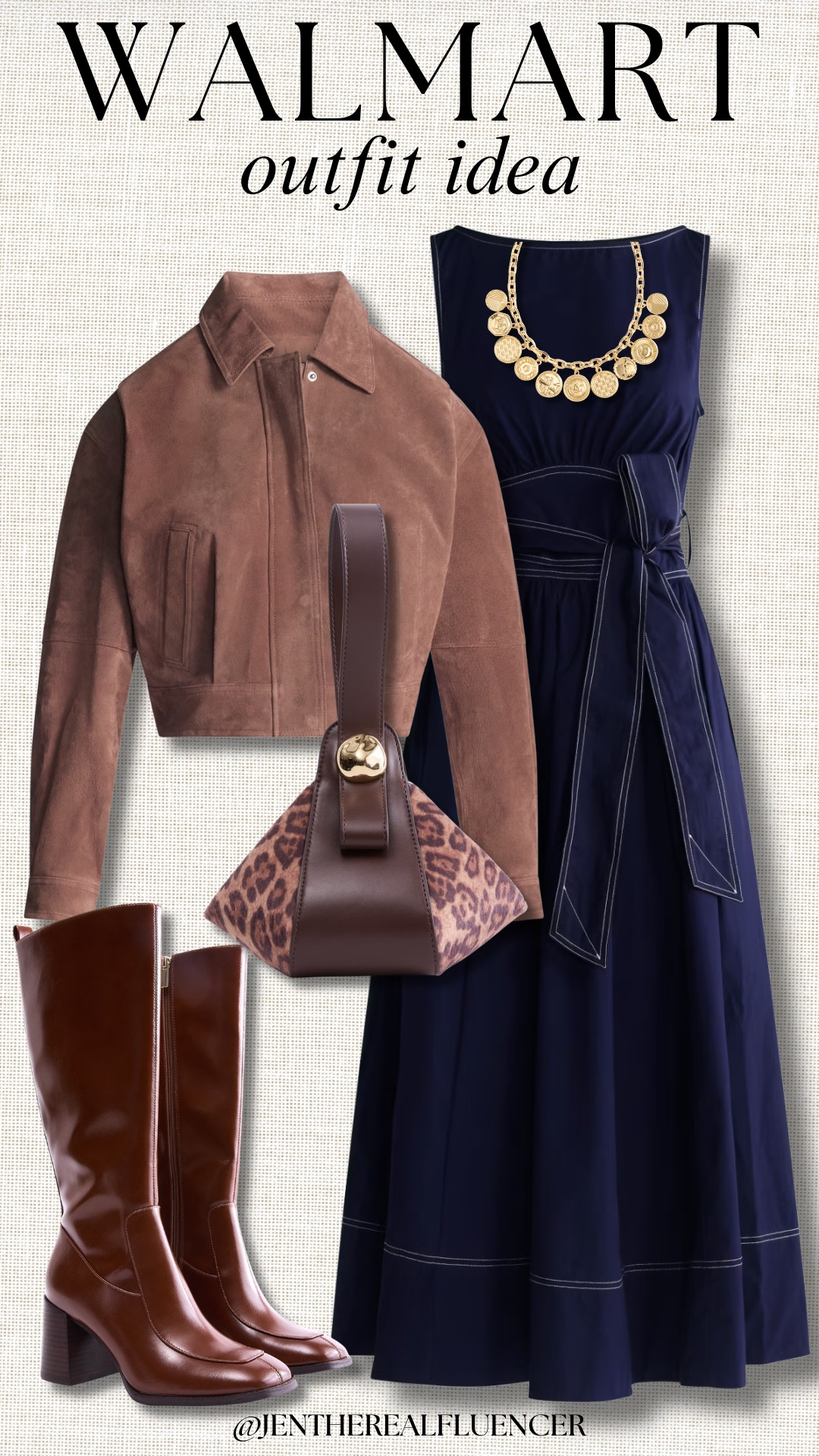 Walmart Fall Outfit🍂

SCOOP Cropped Suede Jacket (2 colors, sizes XS-4X), FREE ASSEMBLY Darkest Navy Cotton Boatneck Maxi Dress (2 colors, sizes XS-XXL), FREE ASSEMBLY NYC Gold Coin Charm Necklace, SCENARIO Leopard Mini Handbag (2 colors), FREE ASSEMBLY Faux Laether Square Toe Tall Boots (3 colors, sizes 6-11) 

 #LTKootd #LTKSeasonal #LTKWorkwear
