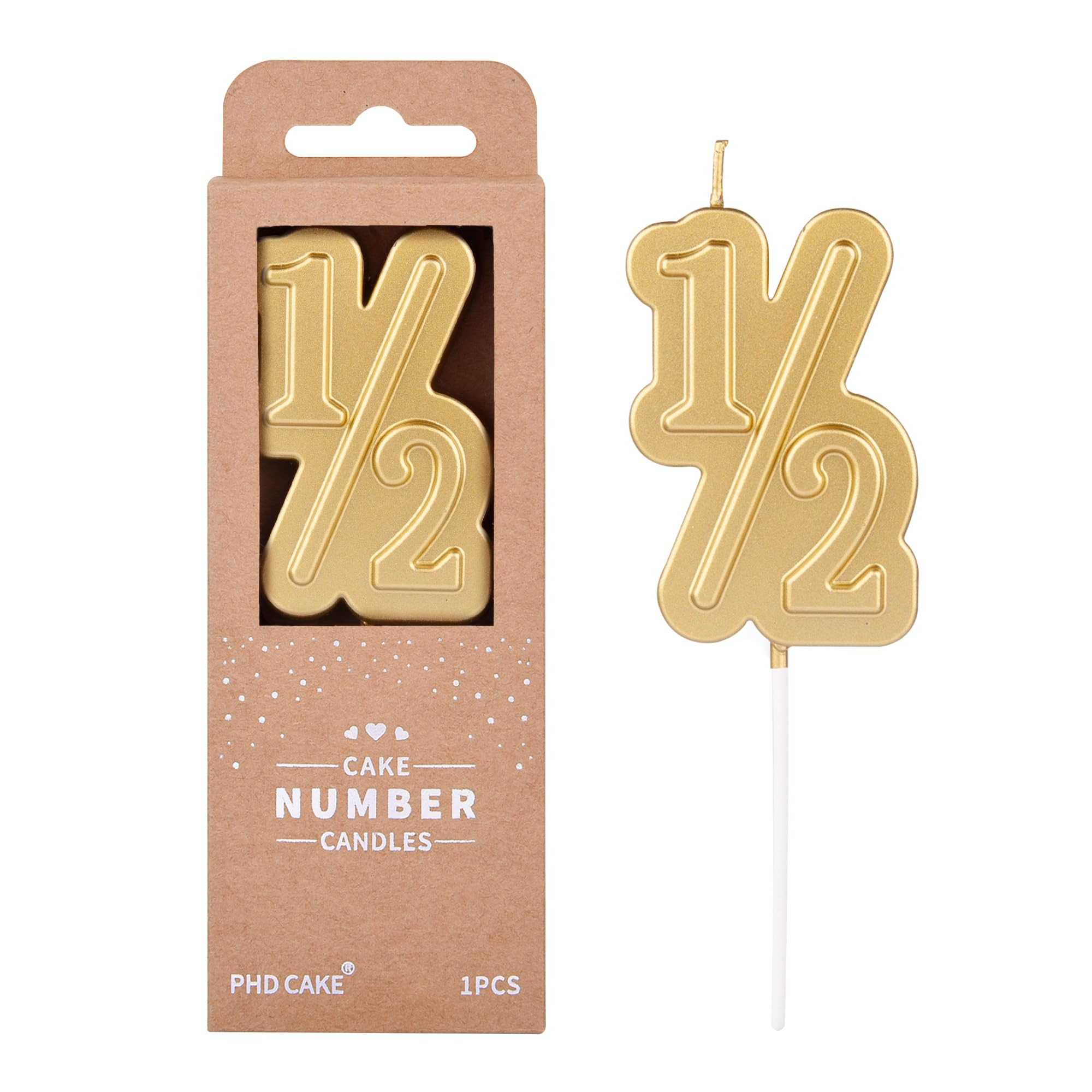 PHD CAKE 2.76 Inch Large 1/2 Gold Number Birthday Candles, Number Candles, Cake Number Candles, Party Celebration | Amazon (US)