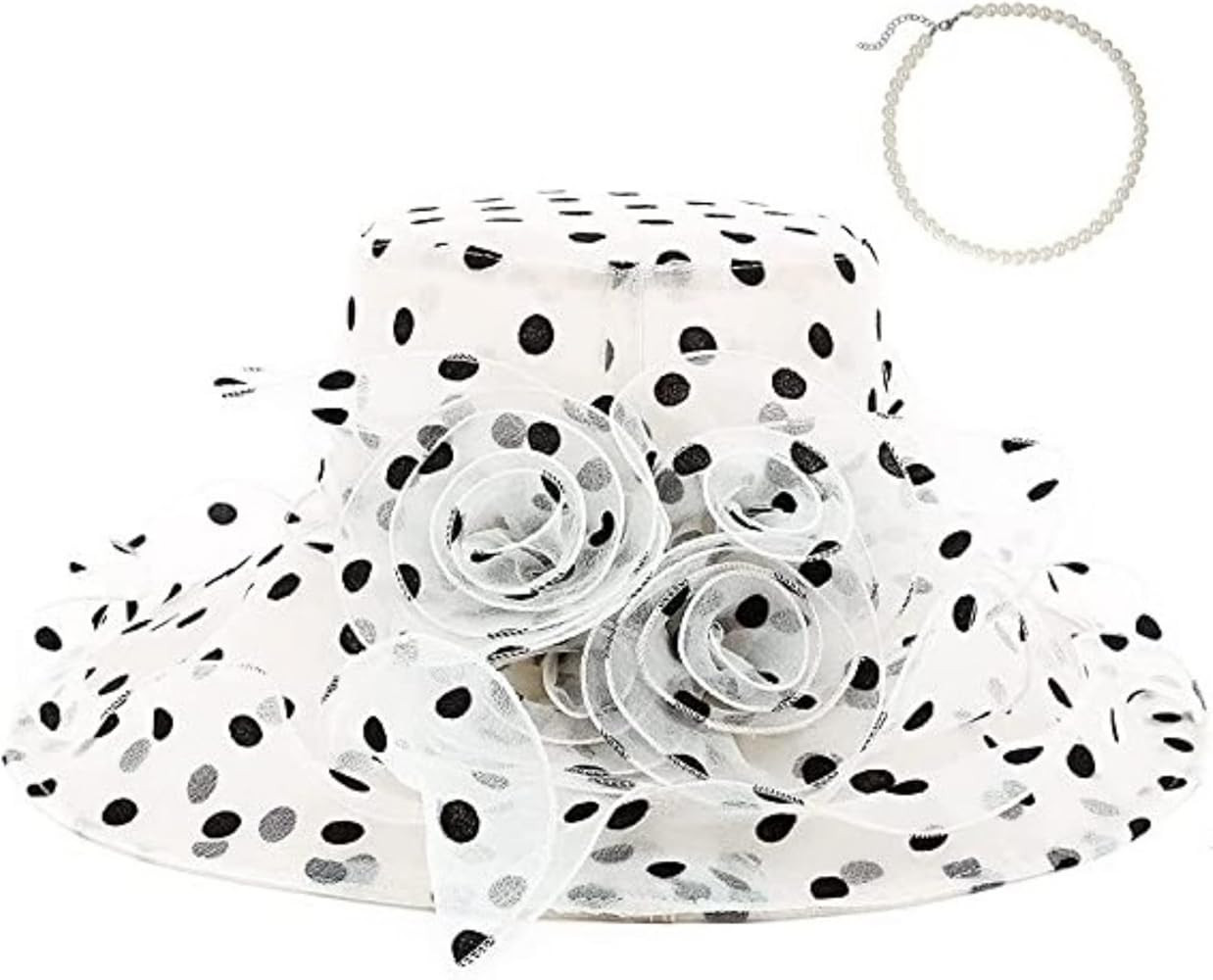 FEICHANGHAO Kentucky Derby Church Dress Hat for Women Polka Dot Fascinator Bridal Tea Party Weddi... | Amazon (US)