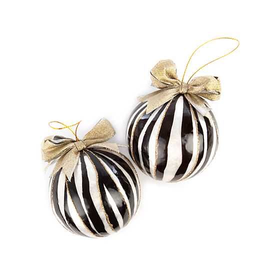 Zebra Capiz Ball Ornaments - Set of 2 | MacKenzie-Childs