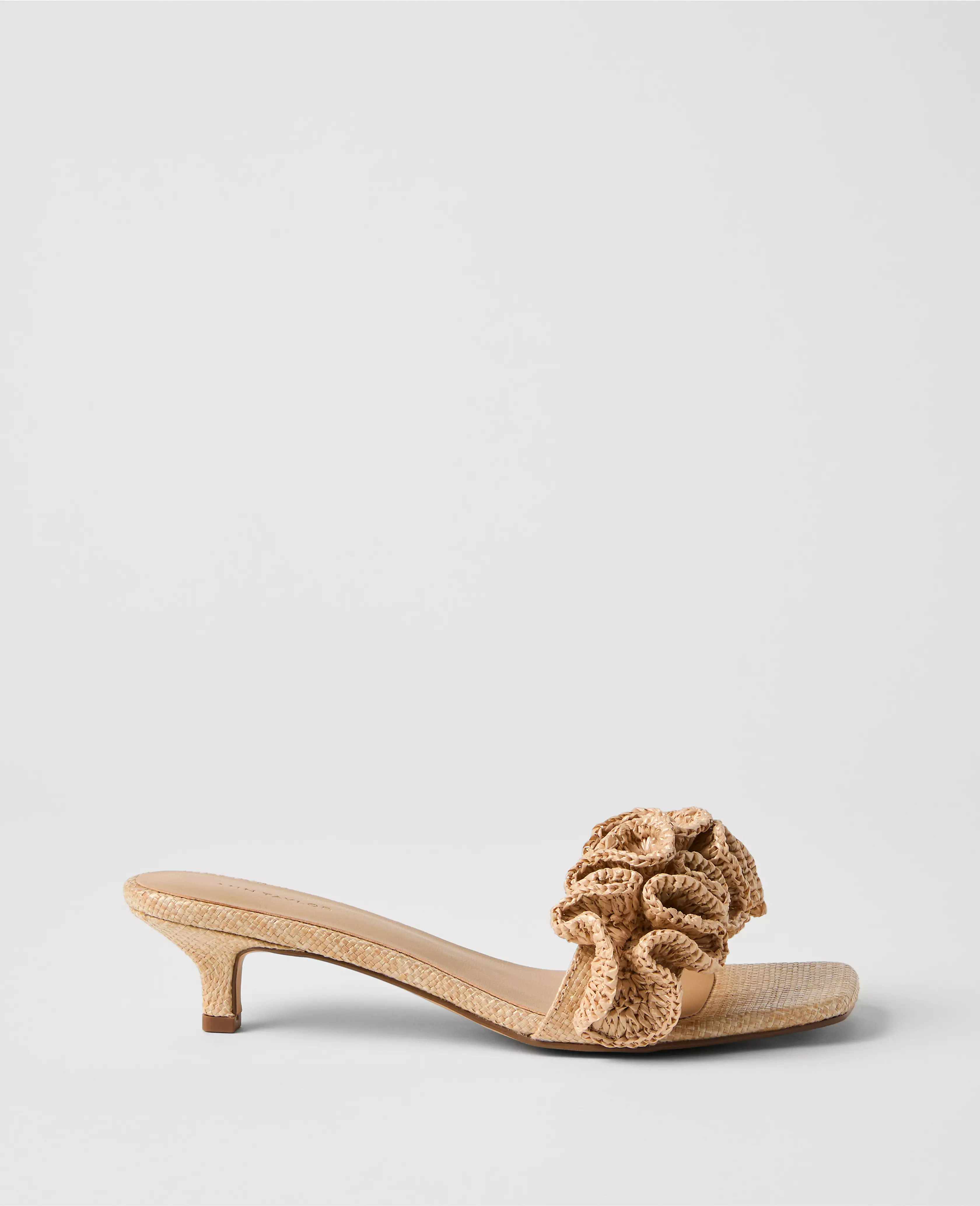 Gathered Straw Kitten Heel Sandal | Ann Taylor