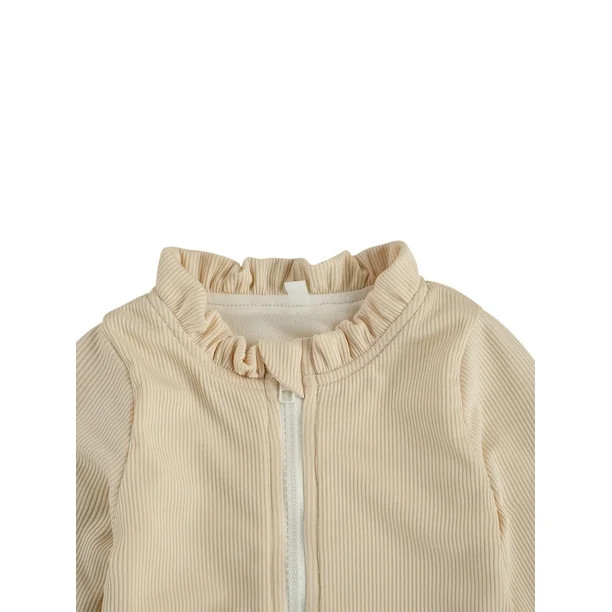 Bmnmsl Baby Girls Long Sleeve Swimsuit Ruffle Zipper Rash Guard Swimwears | Walmart (US)