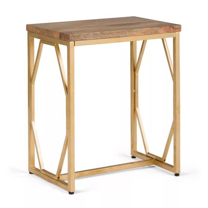 13" Ebsen Metal and Wood Accent Table Natural/Gold - Wyndenhall | Target