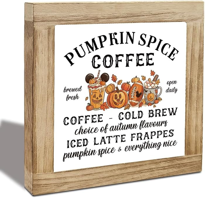 Pumpkin Spice Coffee Sign, Autumn Decor, Rustic Wooden Plaques Sign, Family Coffee Bar Decoration... | Amazon (US)