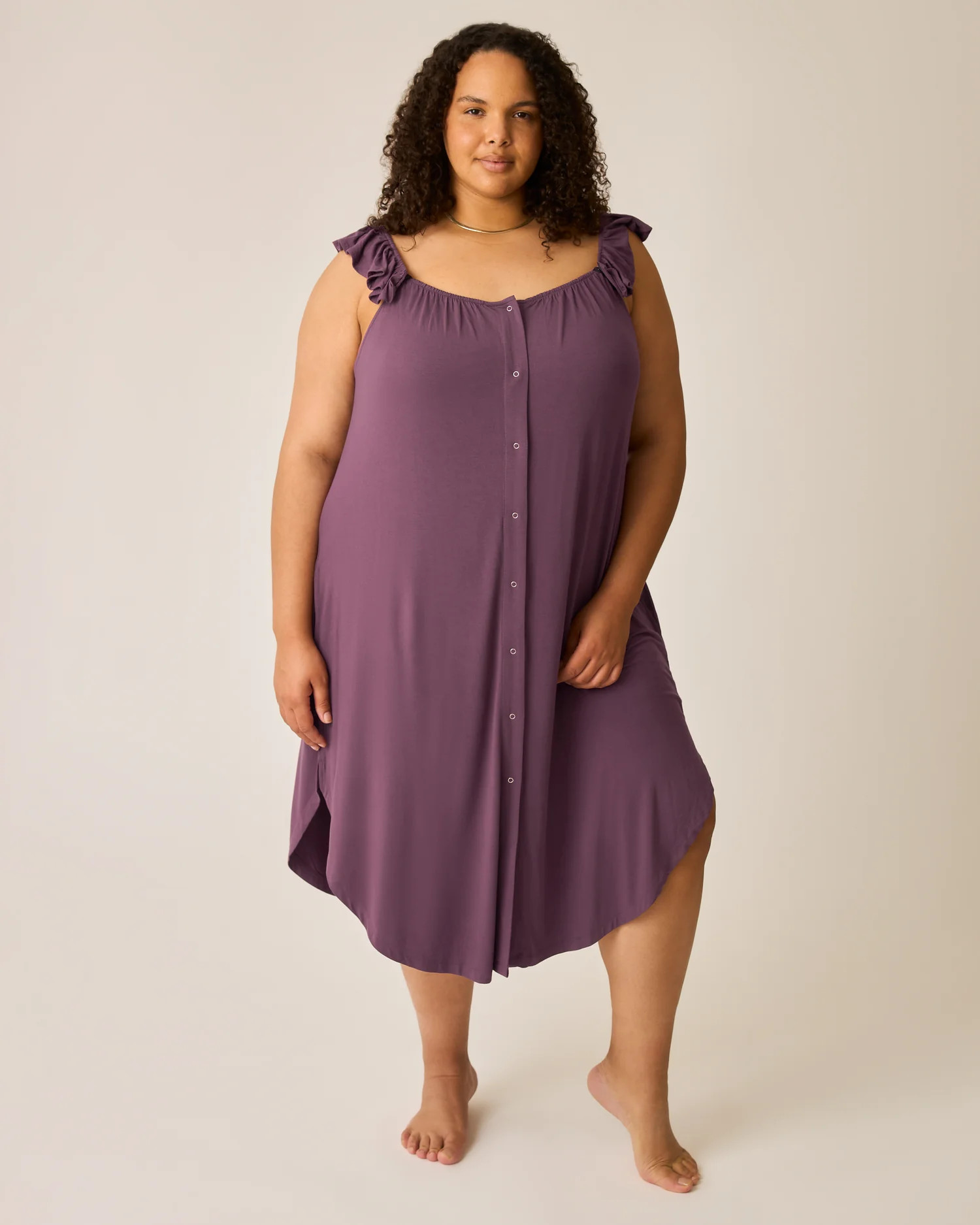Ruffle Strap Labor & Delivery Gown | Burgundy Plum - Kindred Bravely | Kindred Bravely