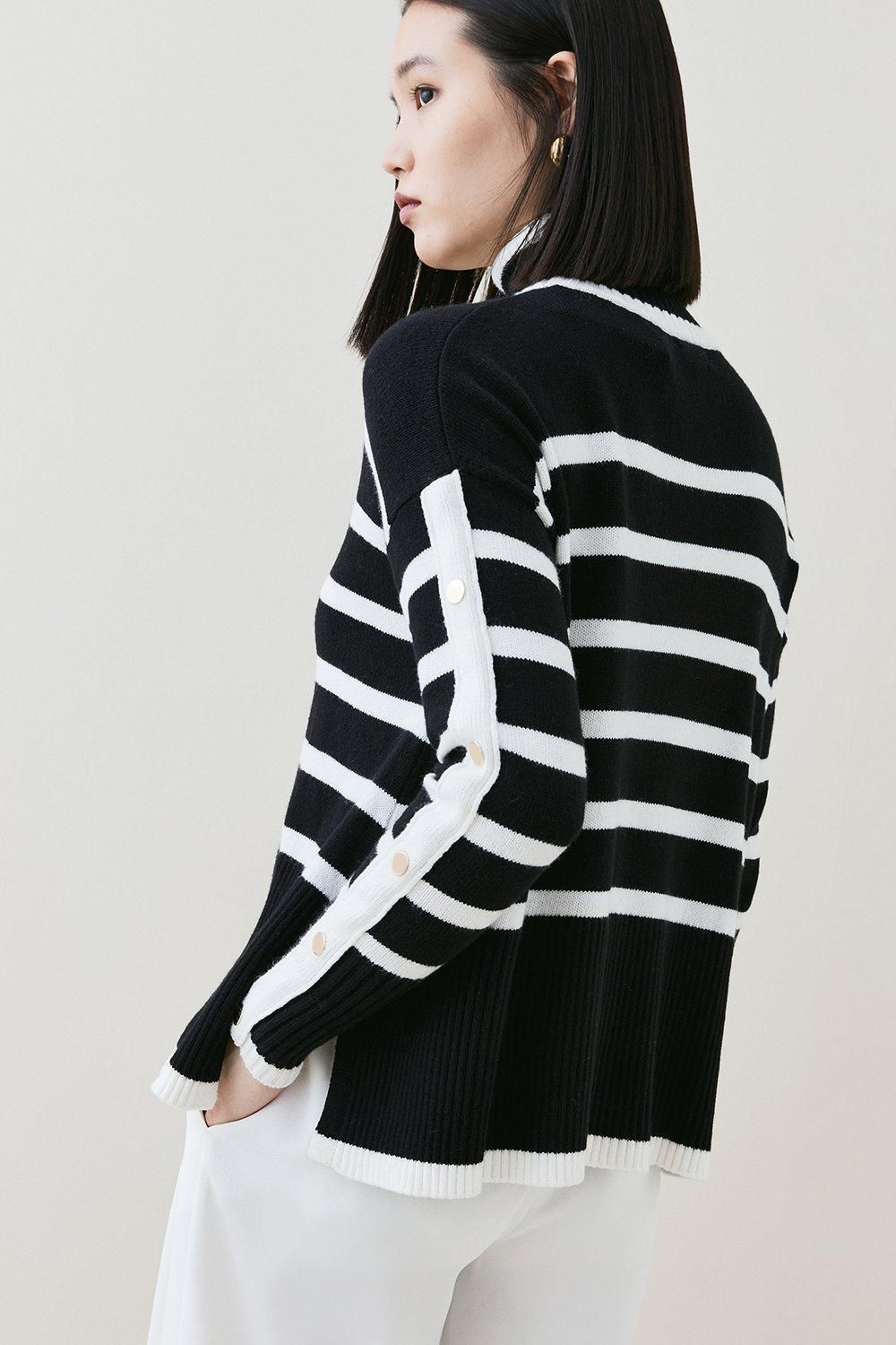 Mid Gauge Cashmere Mix Stripe Jumper | Karen Millen UK + IE + DE + NL