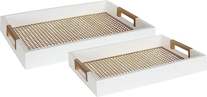 Kate and Laurel Hanneli Modern Glam Set of 2 Decorative Wood Nesting Trays with White Finish and ... | Amazon (US)