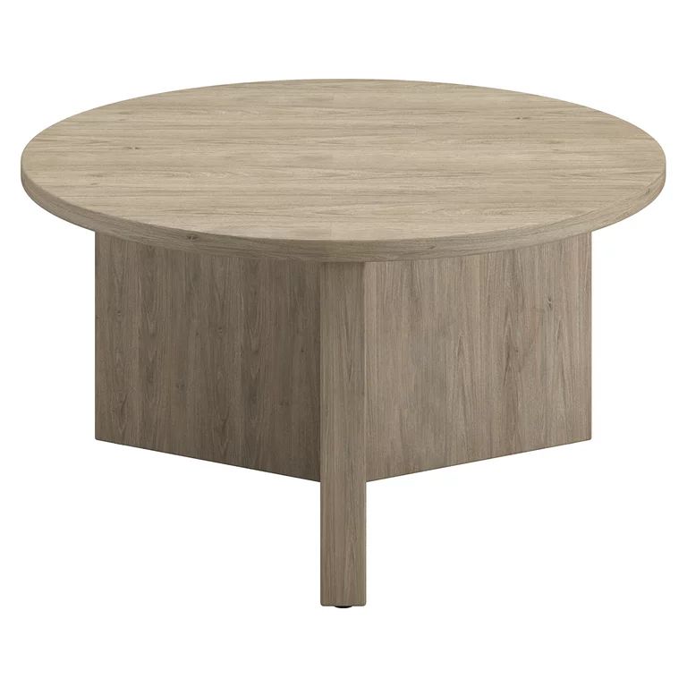 Evelyn&Zoe Anders 32" Wide Round Coffee Table, Antiqued Gray Oak | Walmart (US)