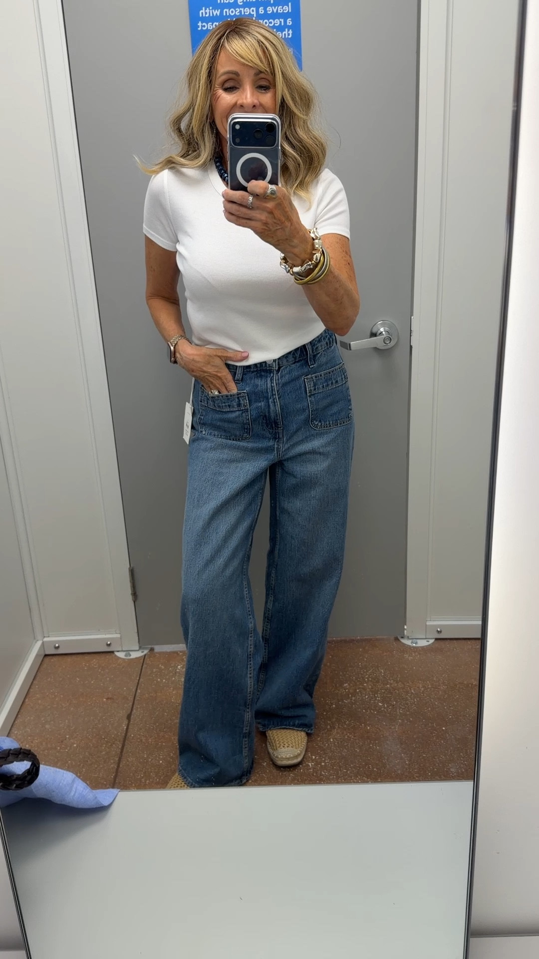Seriously cute denim! Love the patch pocket and wide leg. 

#LTKOver40