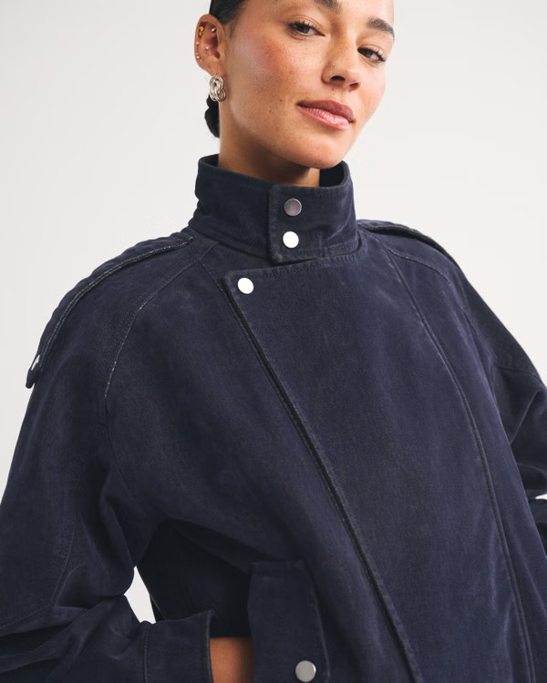 A&F West Village Velvet Denim Bomber Jacket | Abercrombie & Fitch (US)