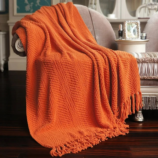 Home Soft Things Tweed Throw Blanket Reversible Lightweight Super Soft Cozy Throw Blanket - Burnt... | Walmart (US)