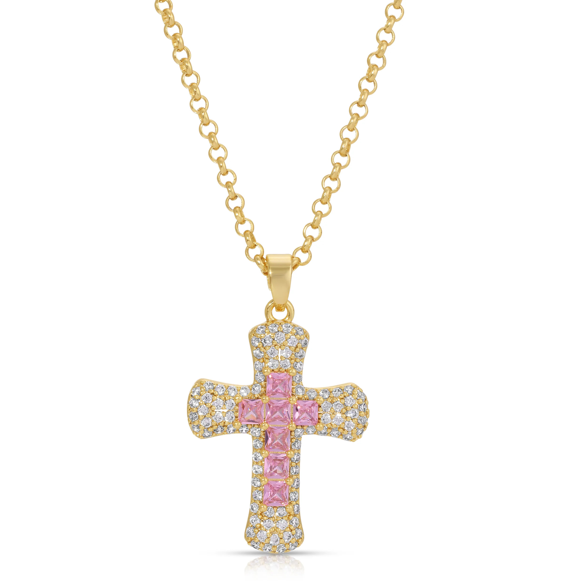 Donatella Cross Necklace - Pink | Joy Dravecky