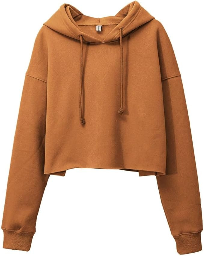 Amazhiyu Women's Cropped Hoodies Long Sleeves Fleece Crop Top Sweatshirt with Hooded | Amazon (US)