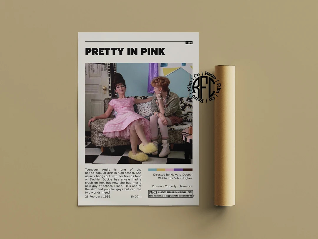 Pretty in Pink Retro Movie Poster Print Minimalist Movie Poster Retro Vintage Art Print Wall Art ... | Etsy (US)