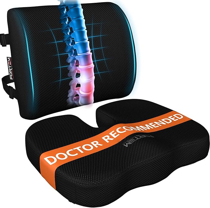FORTEM Office Chair Cushion and Back Support for Office Chair, Lumbar Support Pillow, Memory Foam... | Amazon (US)