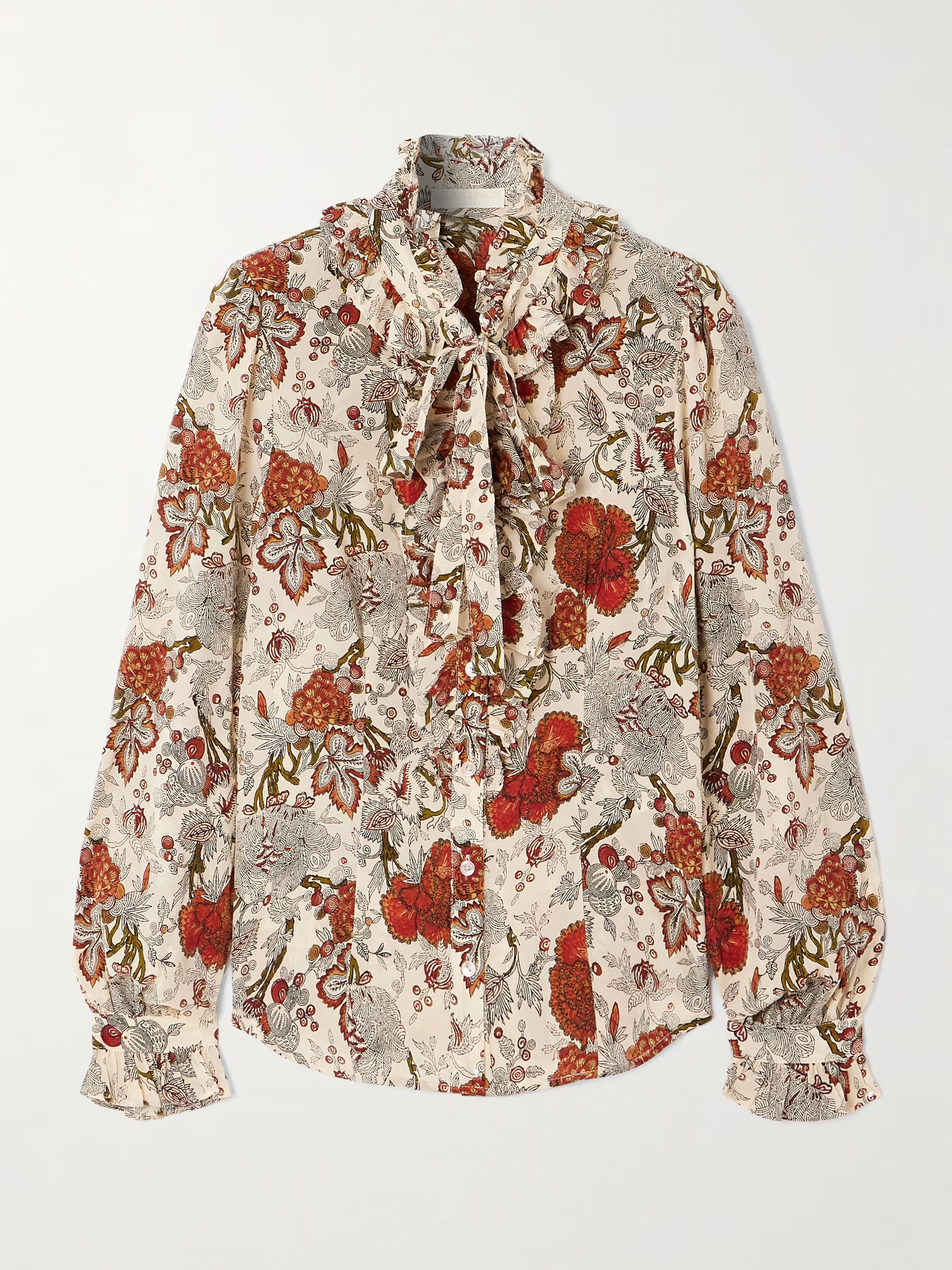 Catroux pussy-bow floral-print silk-satin blouse | NET-A-PORTER (US)