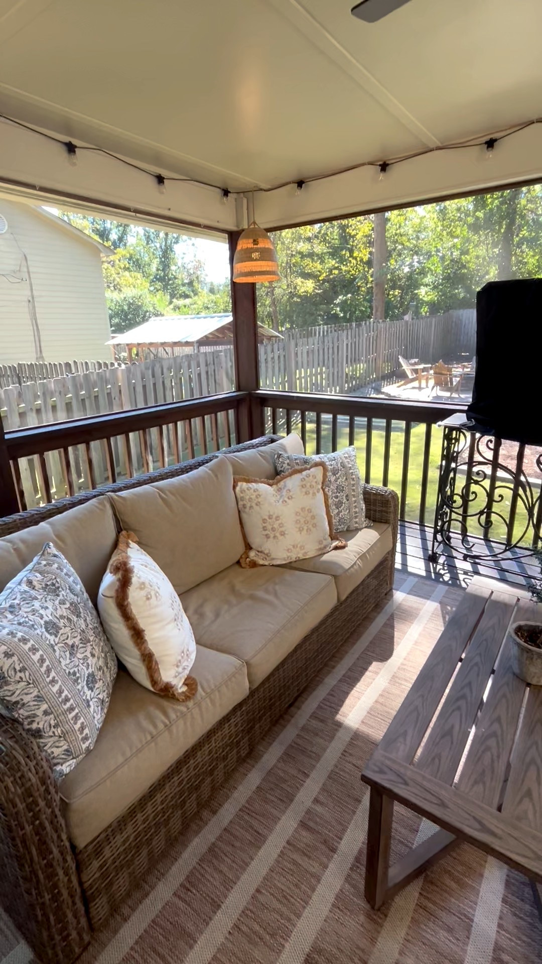 Finally took the time to style this space- as we enter fall we practically live out here! 
