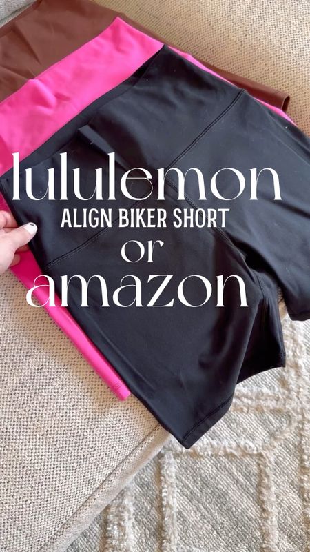 Lululemon or Amazon? Align biker short! Wearing a small in Amazon & size 6 in Lulu. Size medium in the sports bra  

#LTKunder100 #LTKstyletip #LTKunder50