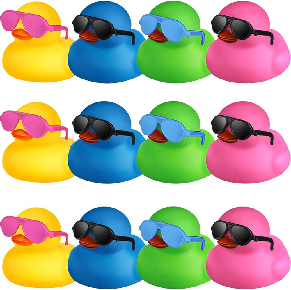 Chivao 12 Pcs Rubber Ducks with 12 Sunglasses/ Hats/ Headwear/ Scarf Small Cruise Ducks in Bulk M... | Amazon (US)