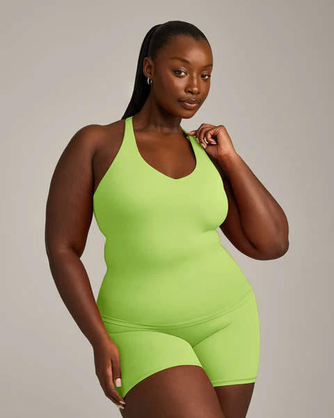 SoftMotion™ Racer Back Tank Top with Built in Bra Shelf with Gray Logo 
 Citrus Green | Oner Active (UK / US)