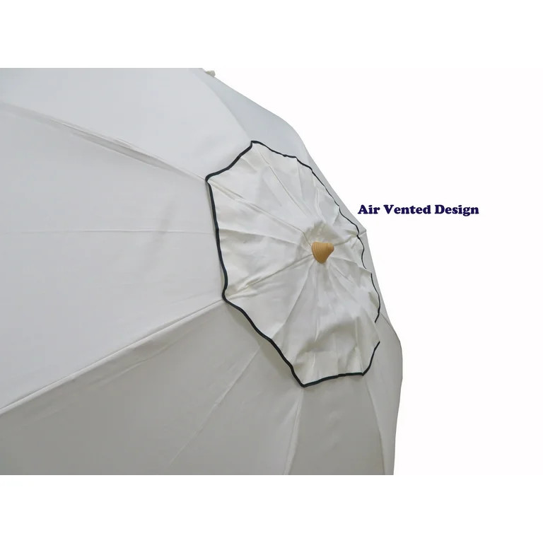 Mainstays 7.5' Resort Beach Umbrella with Tilt, Sand Anchor, Cream Color, Scallop Flap, UV 50+ Su... | Walmart (US)