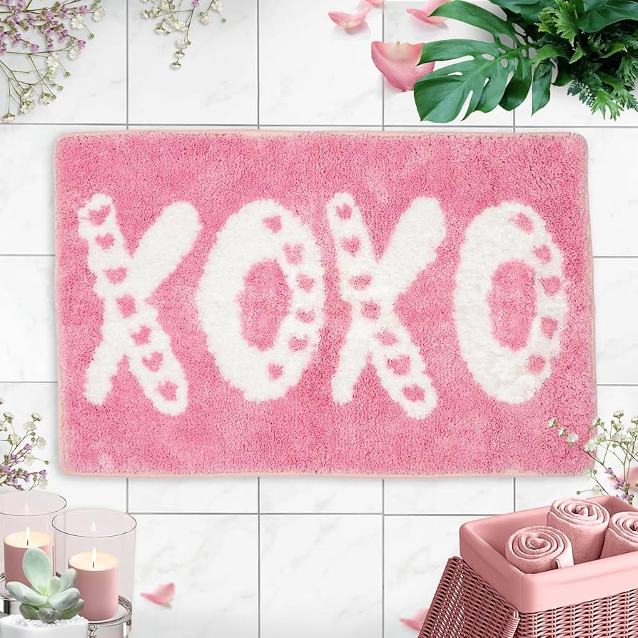 Valentine's Day Rug XOXO Love Bathroom Rug Decorative Bath Mat Valentines Bathroom Mat Floor Door... | Amazon (US)