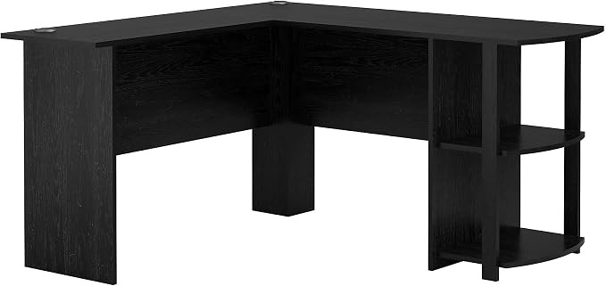 Ameriwood Home Dakota L-Desk with Bookshelves, Black Oak | Amazon (US)