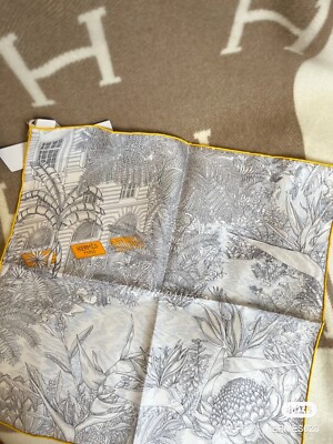 Hermes Gavroche 45 Carre Silk "Faubourg Tropical Detail" Yellow Unused with Box  | eBay | eBay US
