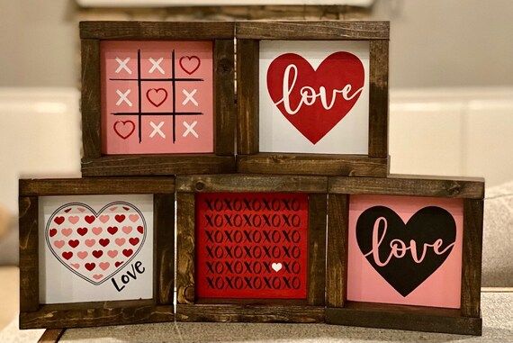 Valentine's Day Decor-Valentine's Framed Signs-Tiered Tray Decor-Valentine's Sign-Holiday Decor-V... | Etsy (US)