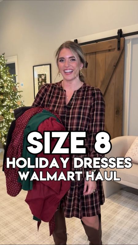 Walmart haul! 😍🫶🏼 holiday dresses! The perfect last minute dresses for Christmas!
Sizing info:
Plaid dress - sized up 1 to L for more length
Green sweater dress - sized up 1 to L
Red satin dress - sized up 1 to L
Red corduroy dress: TTS - M
Brown/black matching knit sets: TTS - M

@walmart #walmartpartner #walmartfashion

#LTKHoliday #LTKfindsunder50 #LTKparties