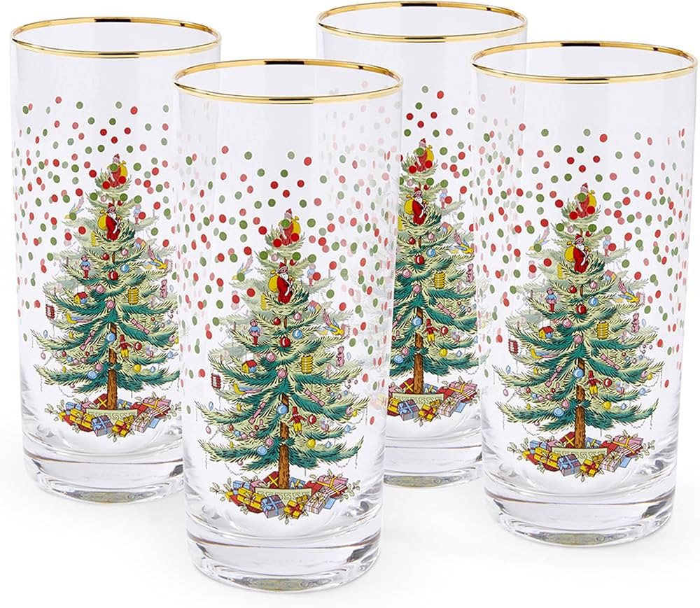 Spode Christmas Tree 15 Fl. Oz. Highball Glass (Set of 4), Polka Dot - Classic Highball Glasses &... | Amazon (US)