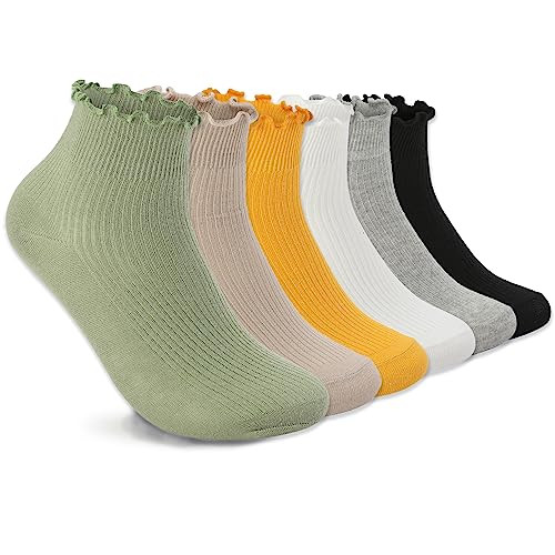 DarkCom Women Socks Ruffled Design, Cute Ankle Socks Super Soft Breathable Cool Frilly Socks For ... | Amazon (US)