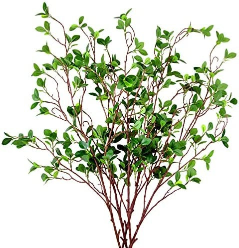 AUSTOR 5 Packs 45" Artificial Ficus Stems Faux Green Stems Ficus Branches Leaf Stem Fake Green Bu... | Amazon (US)