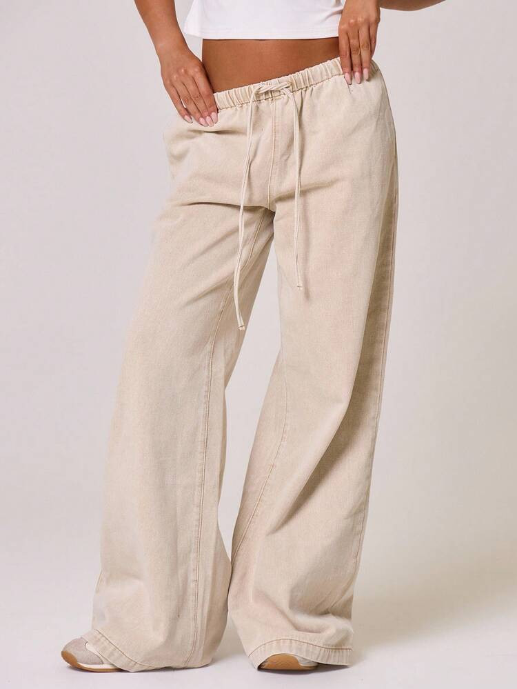 MUSERA Drawstring Waist Wide Leg Jeans Winter Spring Summer | SHEIN