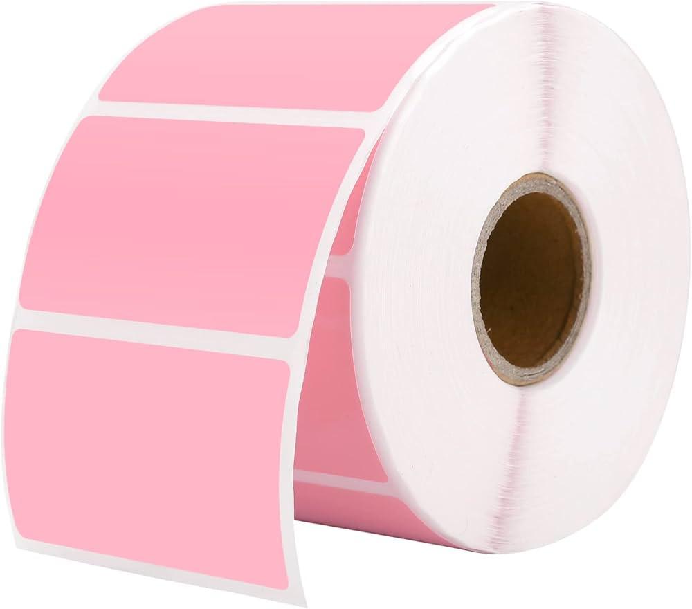 MUNBYN 2.25"x1.25" Thermal Sticker Labels, Pink Self-Adhesive Barcode Label Paper for Direct Ther... | Amazon (US)