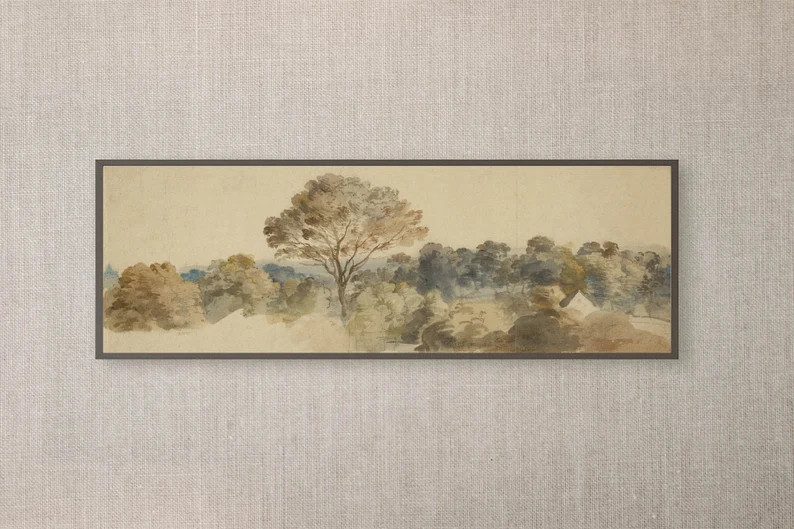 Rustic Landscape Painting  Panoramic Art Vintage Art Print | Etsy | Etsy (US)