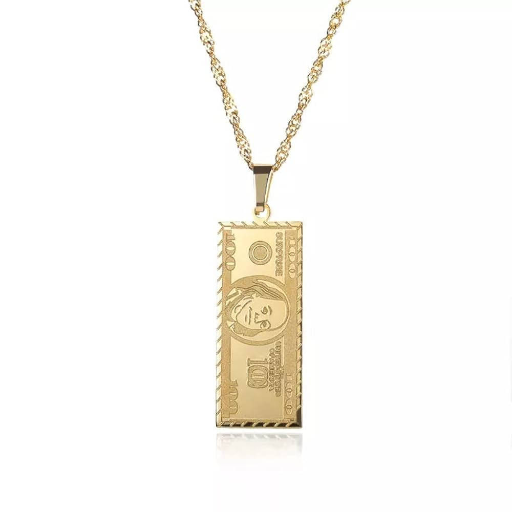 Hips Hops Dollar Bill Necklaces Street Wear Vintage Gold Men One Million US Dollar Sign Banknote ... | Amazon (US)